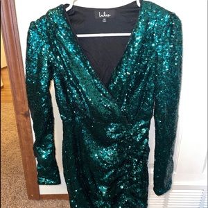 Green sparkle cocktail dress